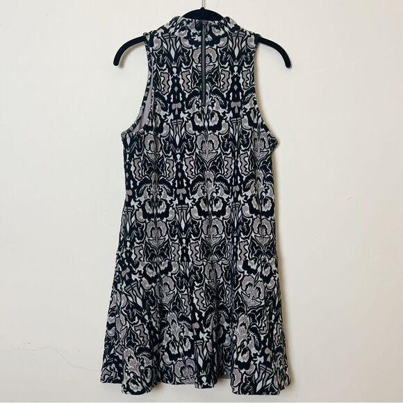 Free People Amelia Jacquard Knit Mock Neck Mini Dress, Size Med Black/Tan/White - Picture 6 of 12